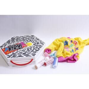 Hot Looks Doll Accessory Case, Toy Hair Rollers, Yellow Doll Pullover, Doll